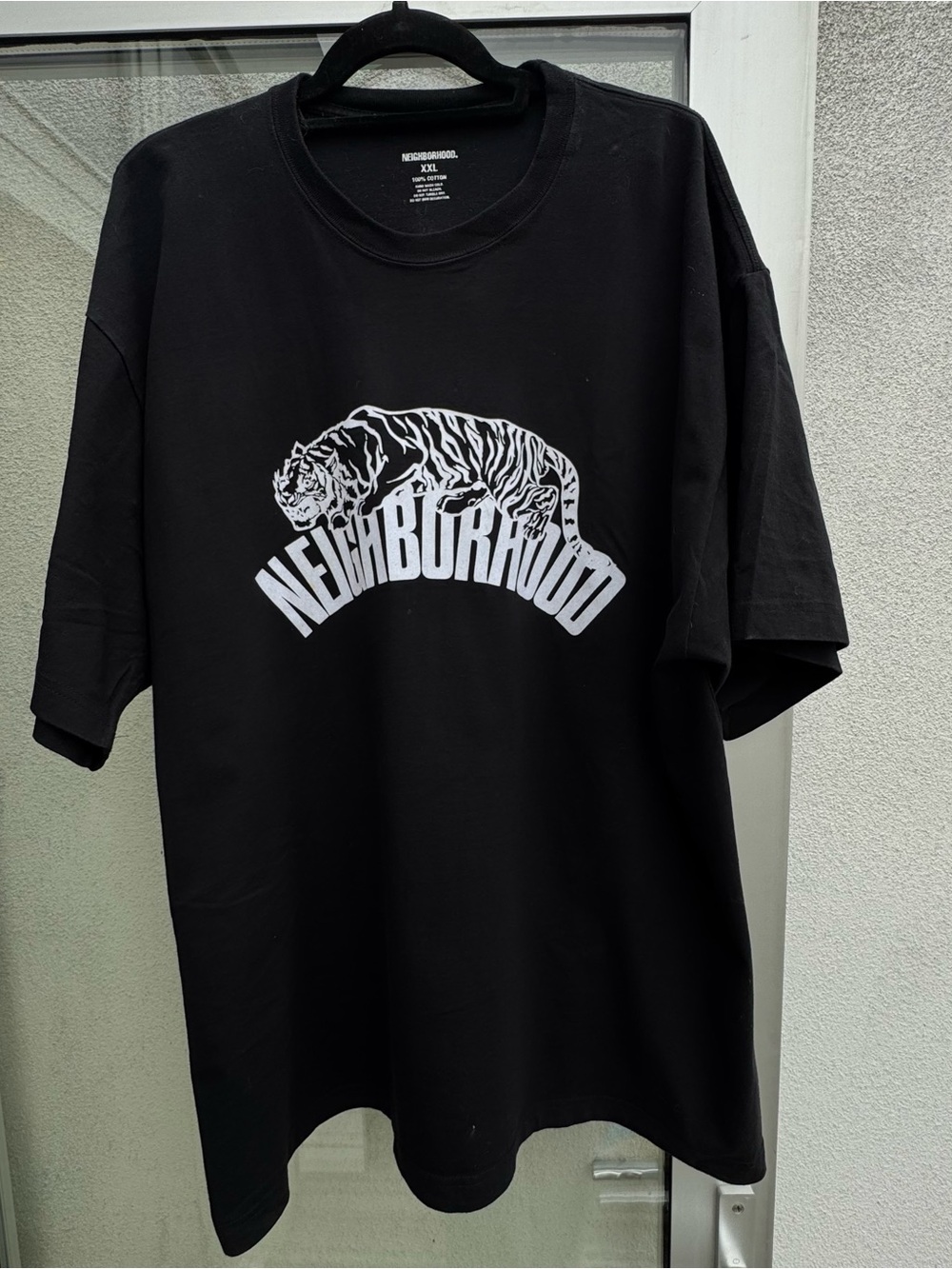 Neighborhood Black Tee with White Tiger Graphic - Men's Short Sleeve